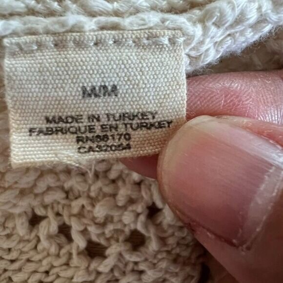Anthropologie Moth Open Cardigan Womens Medium Beige Half Sleeve Crochet Knit - Picture 7 of 8